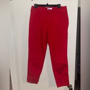 liz claiborne size 4 early 2000s y2k red cotton cargo capris pants
